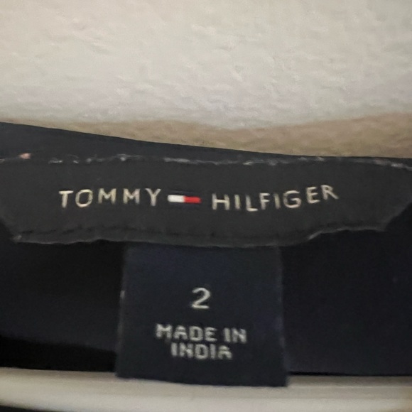 Tommy Hillfiger A-Line Midi Length  Short Sleeve Lace Detail Navy Blue Dress 2 - Picture 4 of 13